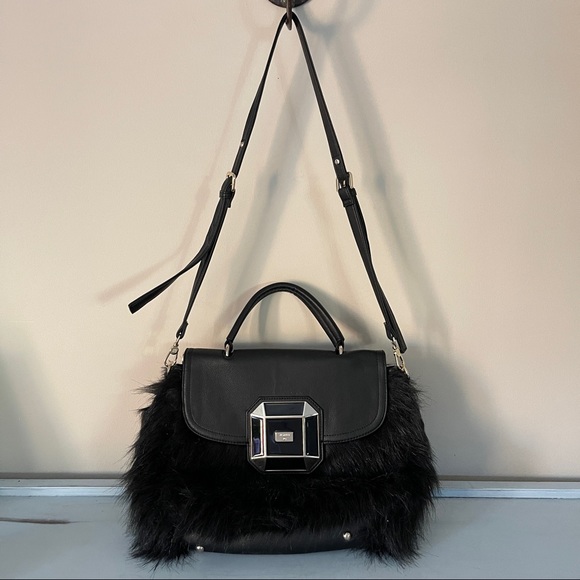 Fiorelli Handbag Black Faux Fur Satchel - Picture 3 of 11